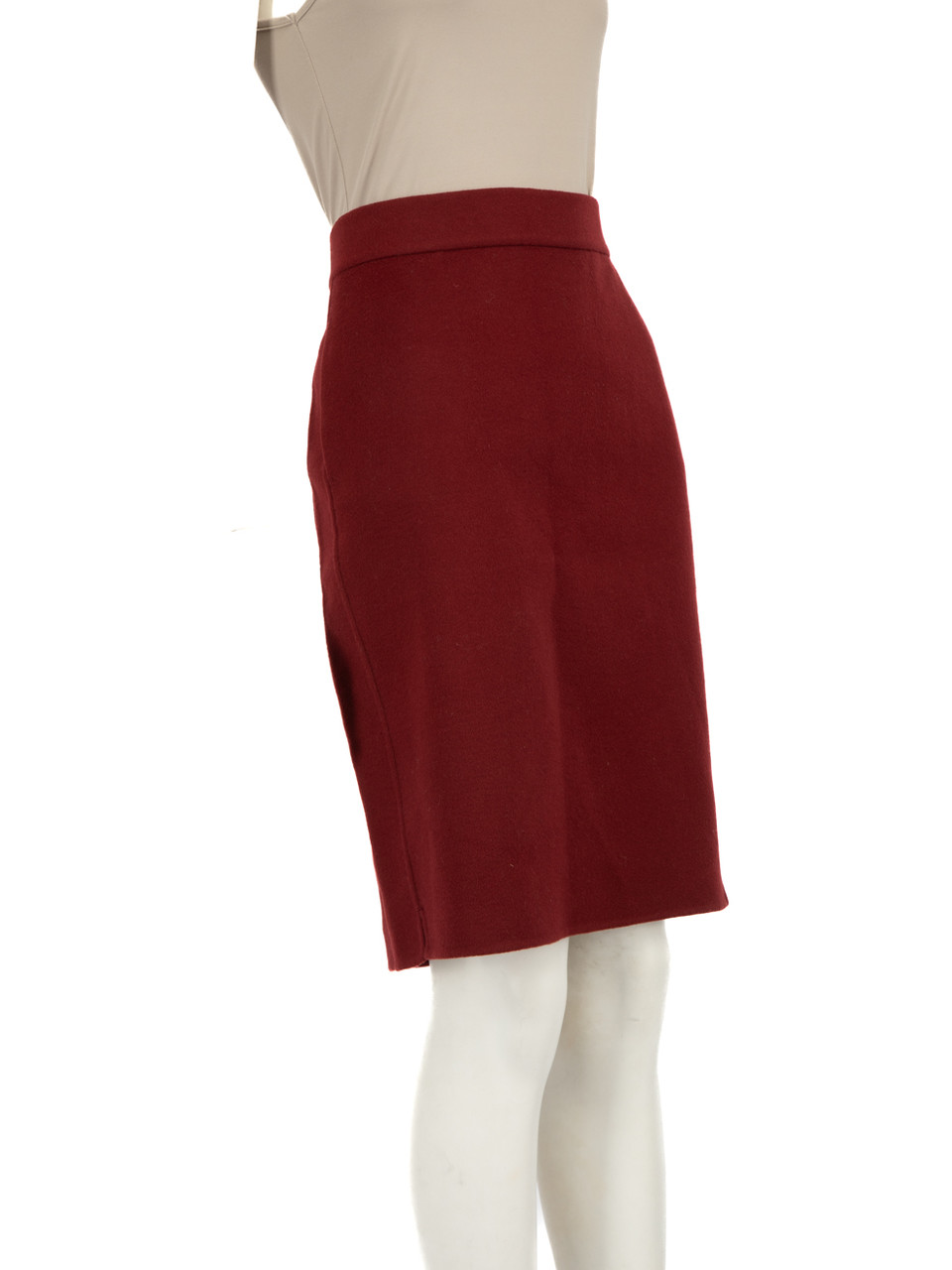 Loro Piana Burgundy Cashmere Knee Length Skirt