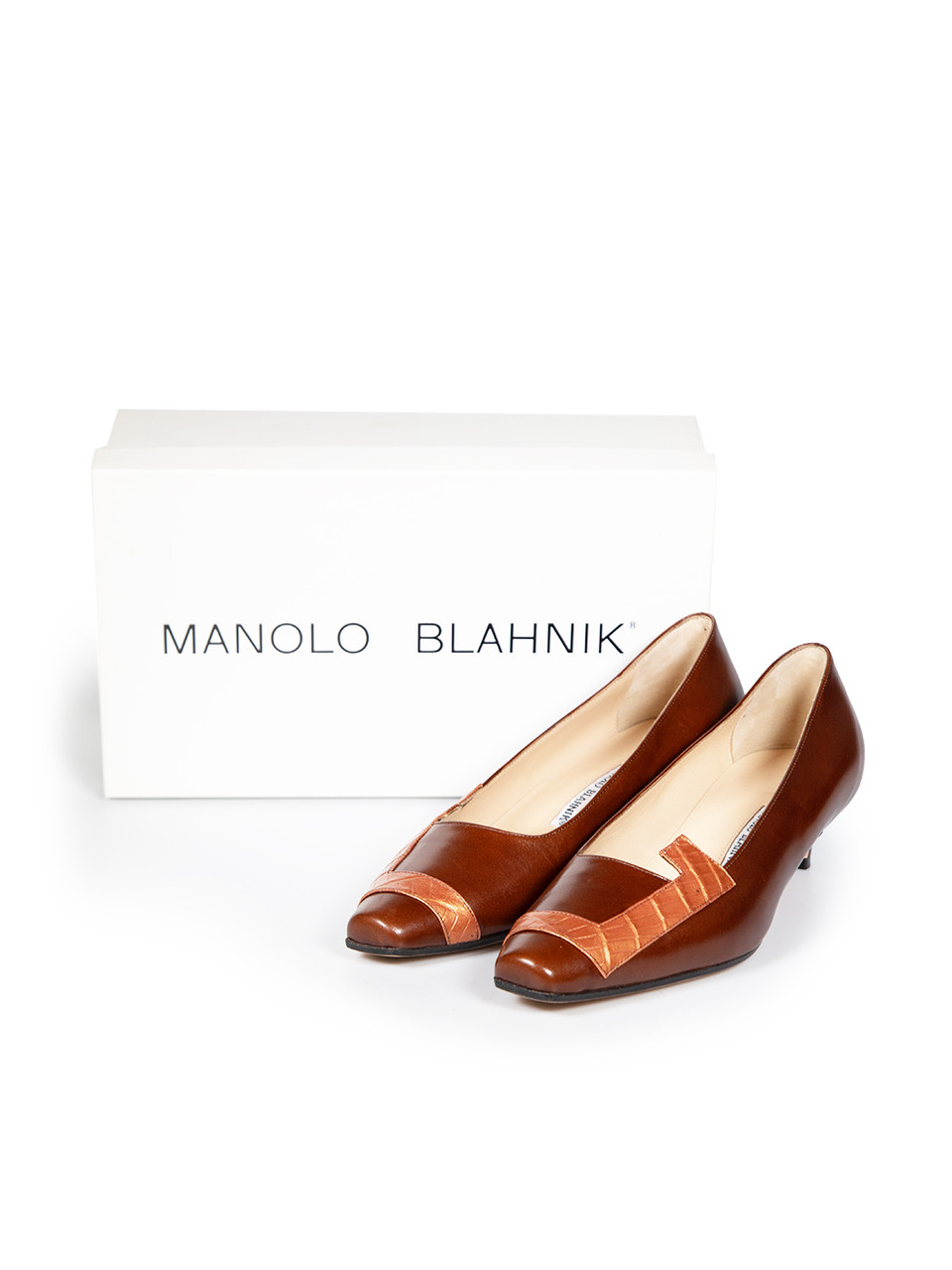 Manolo Blahnik Brown Leather Court Pumps