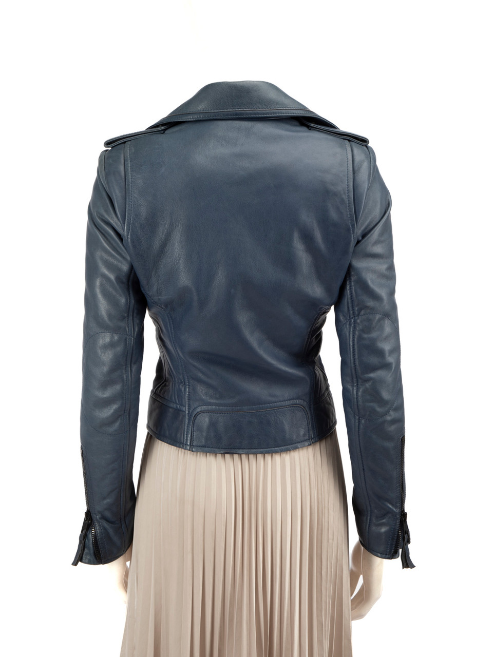 Balenciaga Blue Biker Leather Jacket