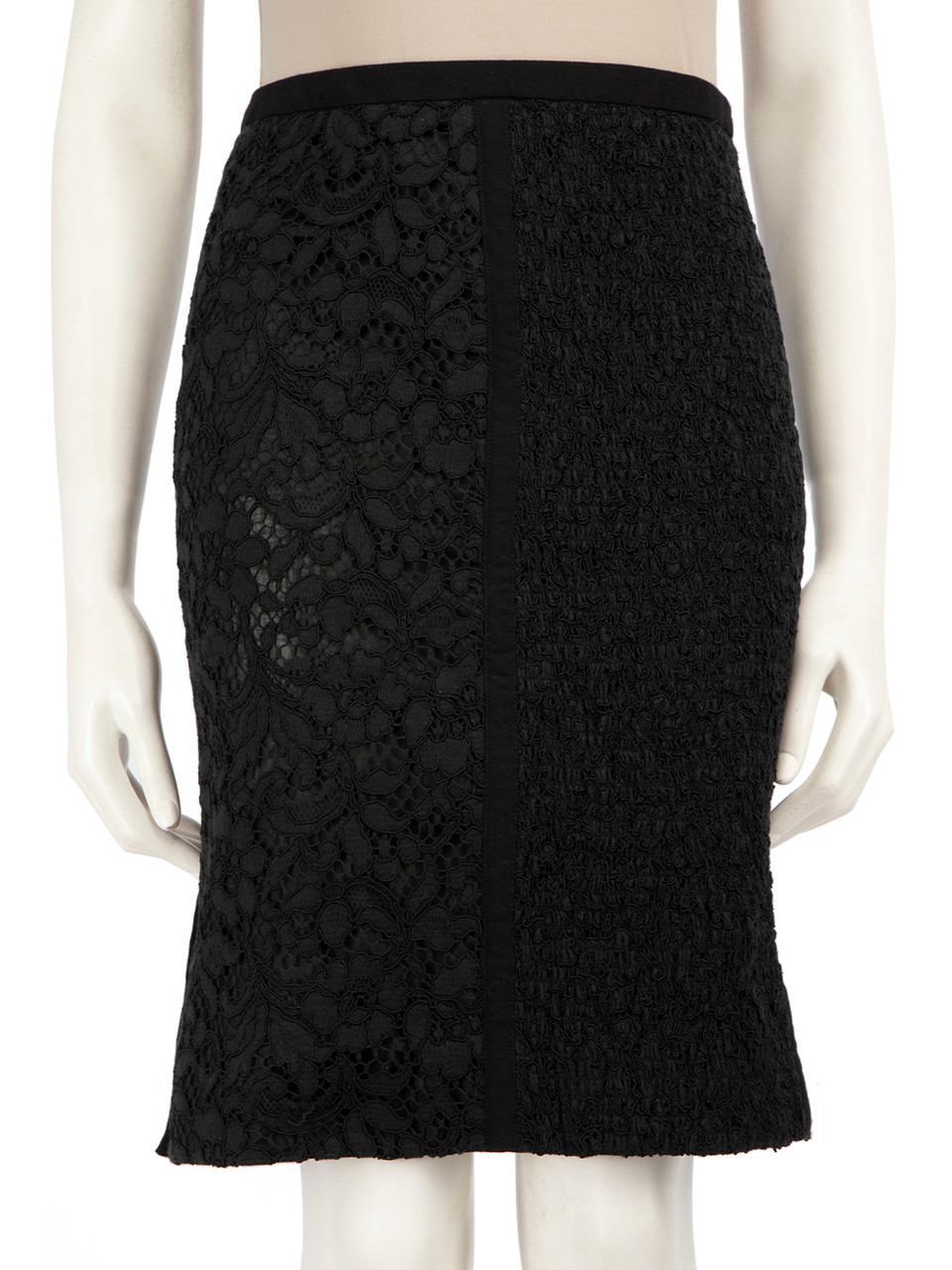 Louis Vuitton Black Knee Length Lace Skirt