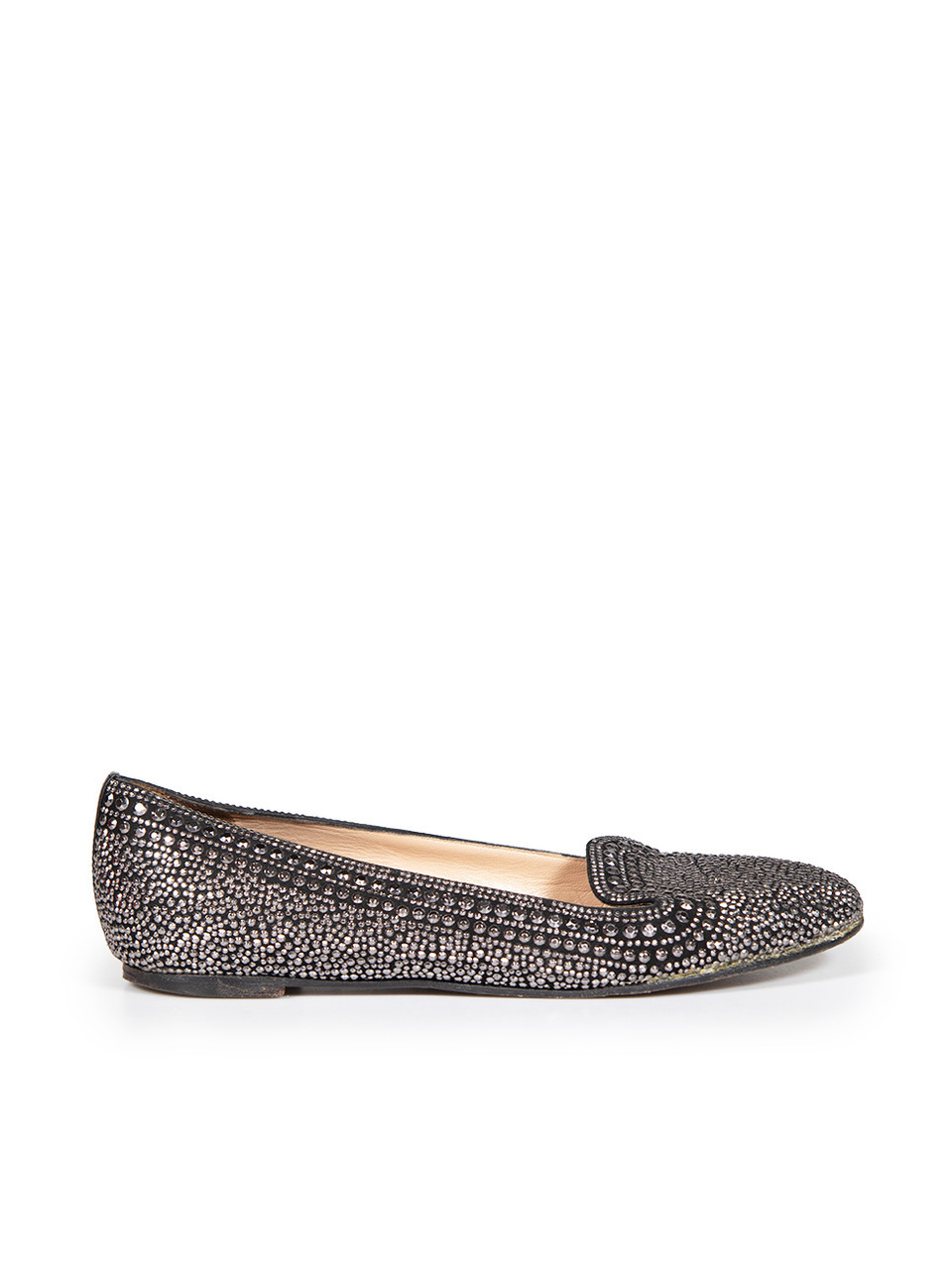 Valentino Garavani Black Suede Silver Studded Flats