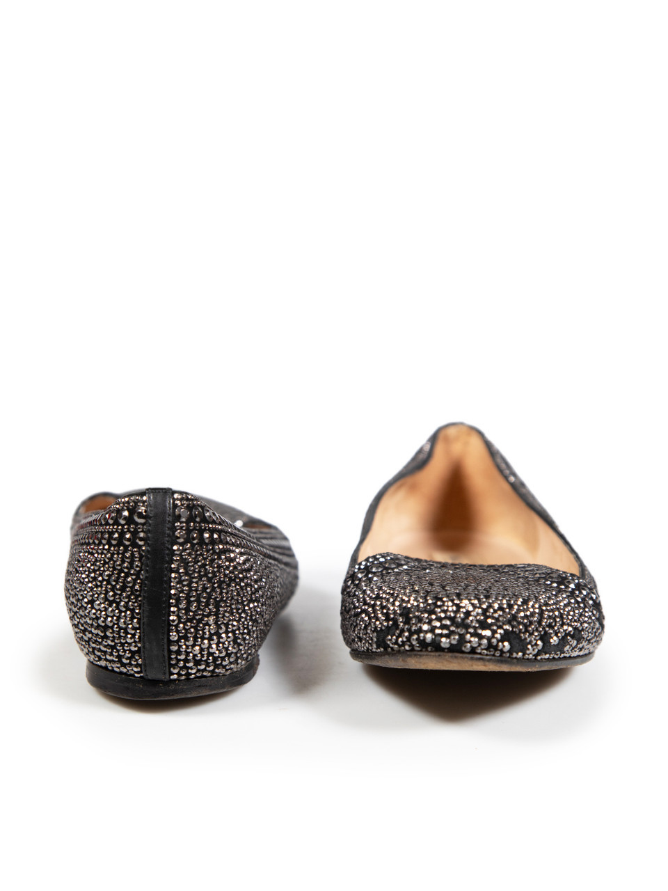 Valentino Garavani Black Suede Silver Studded Flats