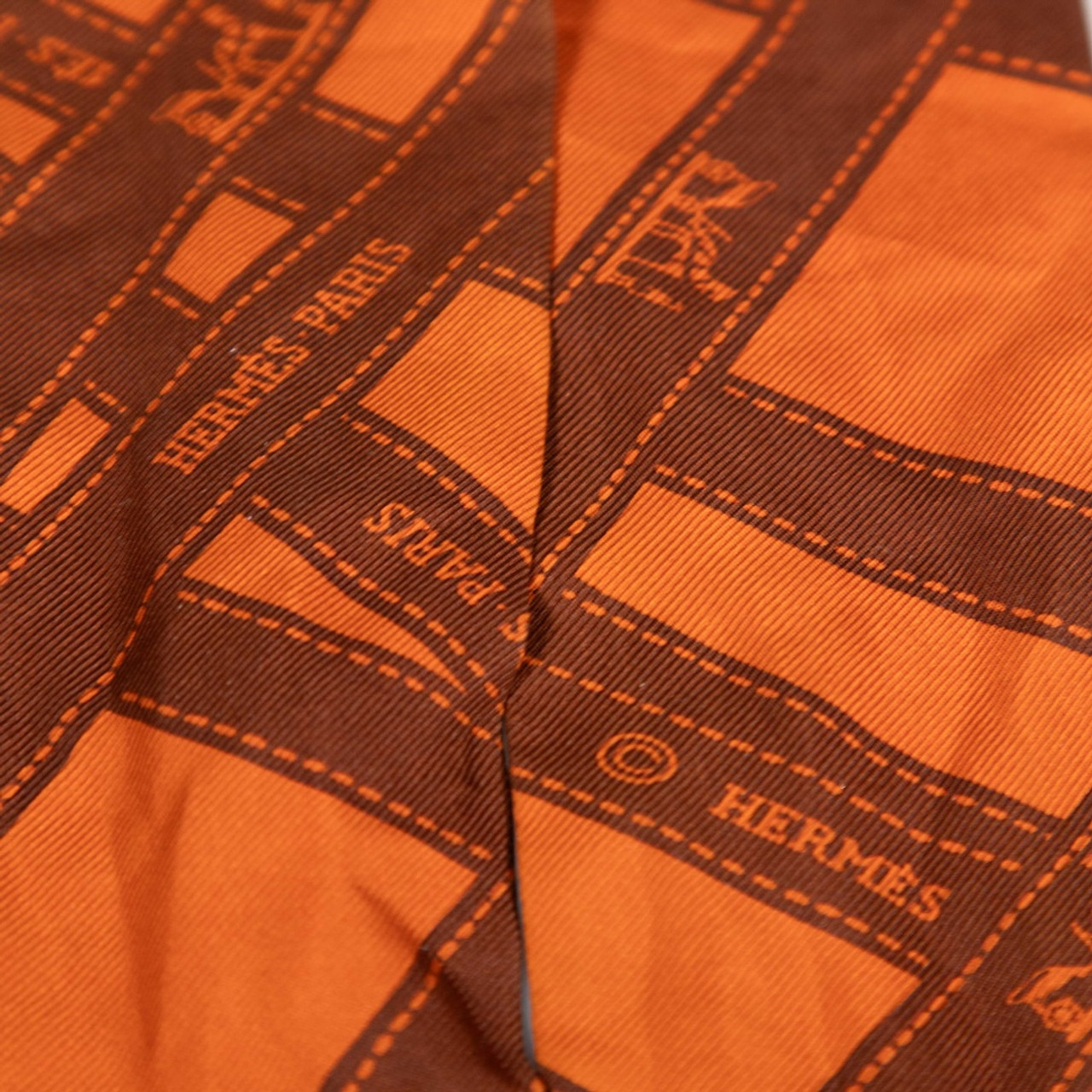 Hermès Orange Silk Bolduc Twilly Scarf