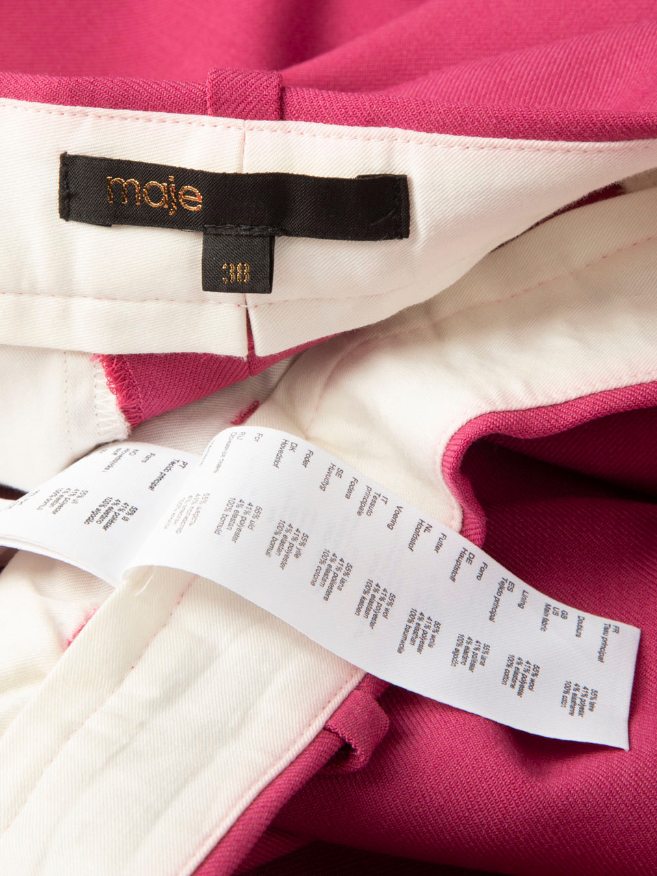Maje Magenta Tailored High Rise Trousers