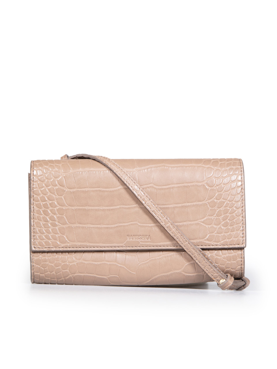 NANUSHKA Brown Vegan Leather Croc Embossed Day Bag NANUSHKA Brown Vegan Leather Croc Embossed Day Bag