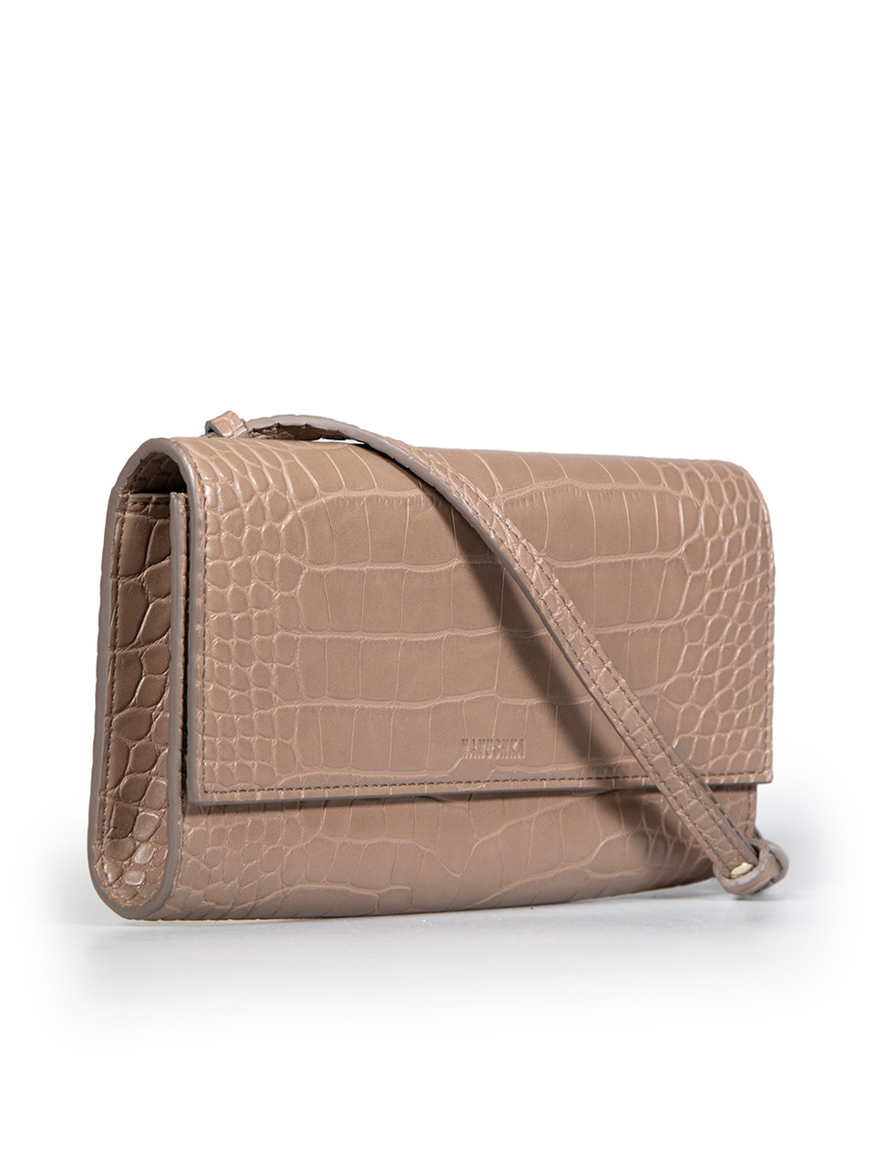 NANUSHKA Brown Vegan Leather Croc Embossed Day Bag NANUSHKA Brown Vegan Leather Croc Embossed Day Bag