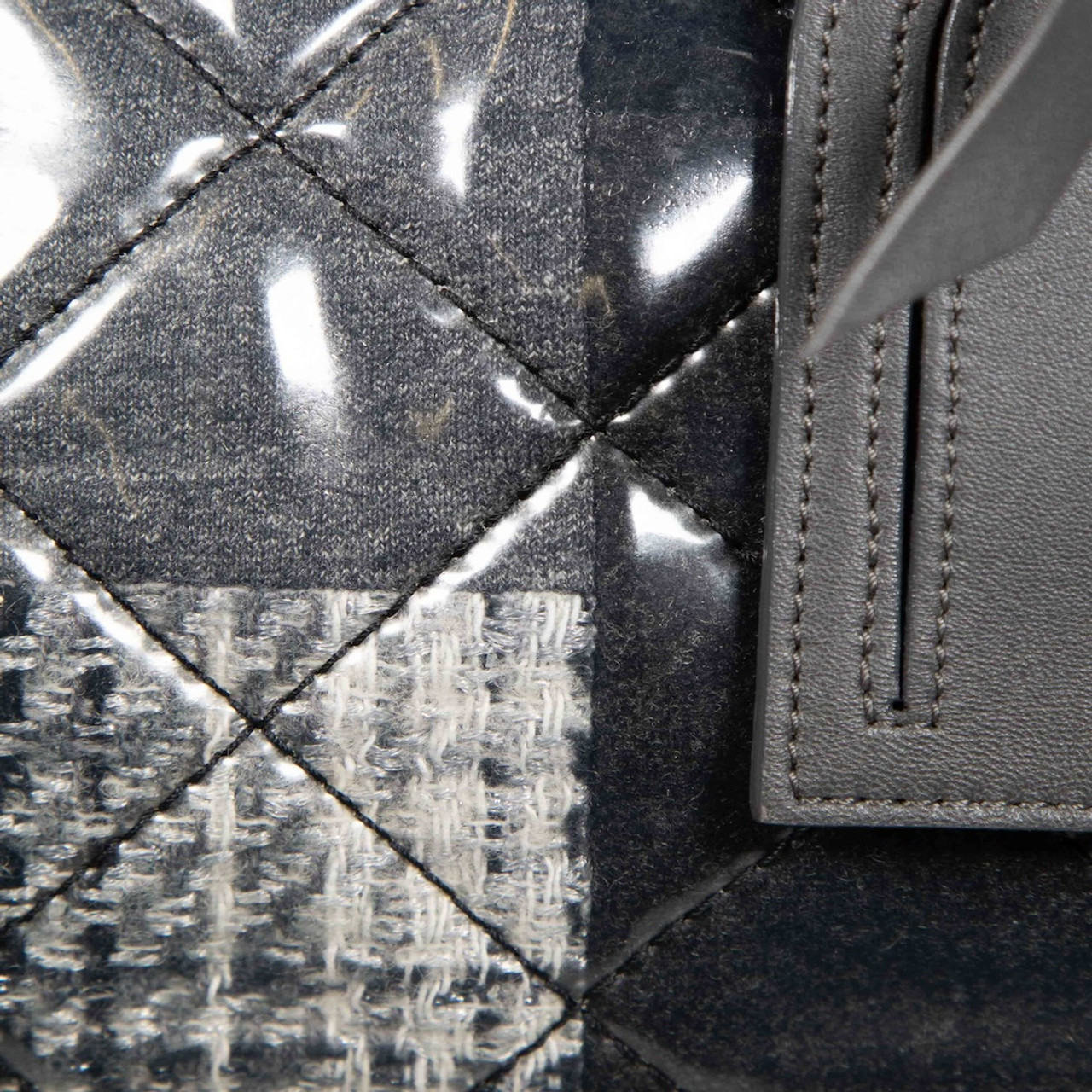 Chanel 2009-10 Grey Quilted Vinyl & Tweed Funny Patchwork Tote Chanel 2009-10 Grey Quilted Vinyl & Tweed Funny Patchwork Tote