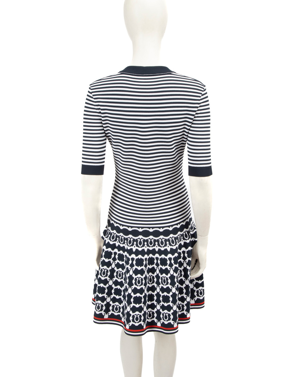 Salvatore Ferragamo Navy Striped Flared Dress