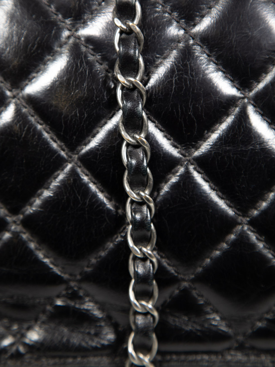 Chanel 2016 Black Leather Shopping Tote Bag
