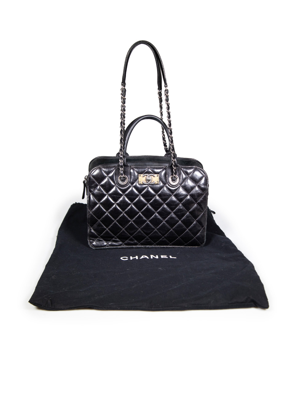 Chanel 2016 Black Leather Shopping Tote Bag