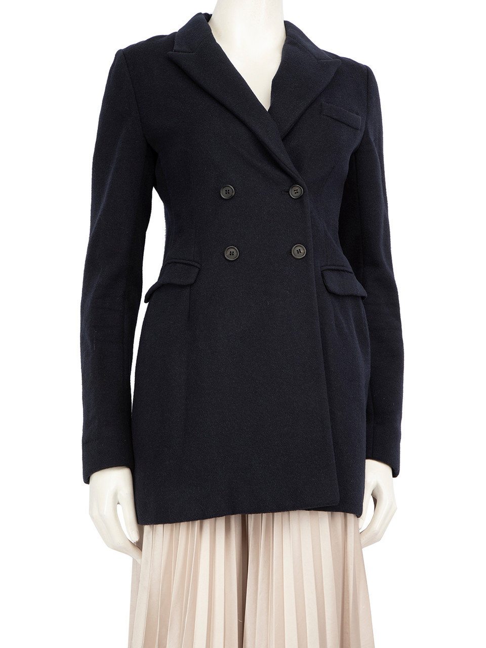 Miu Miu Navy Double Breasted Mid Length Coat