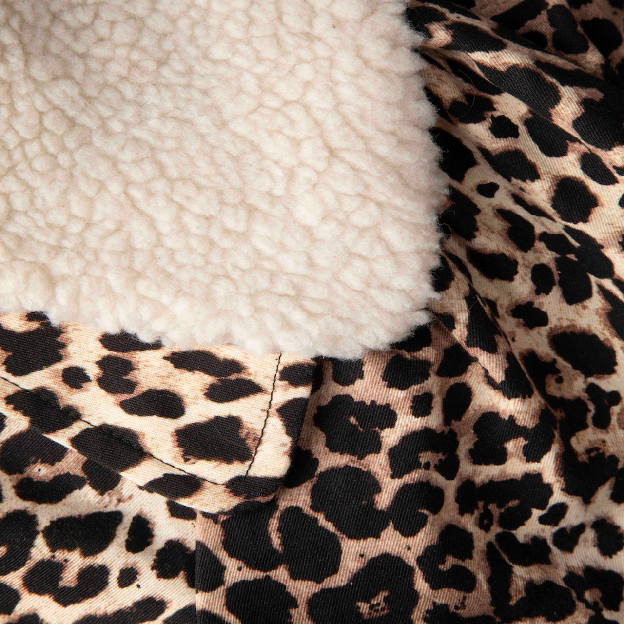 Rixo Leopard Print Shearling Trim Coat
