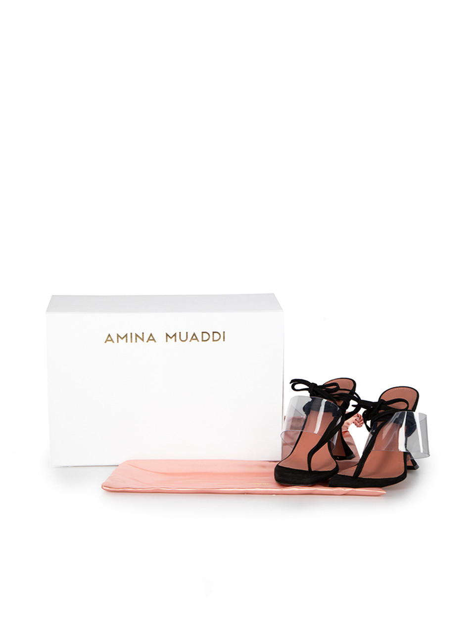 Amina Muaddi Black Suede Zula 95 Thong Sandals