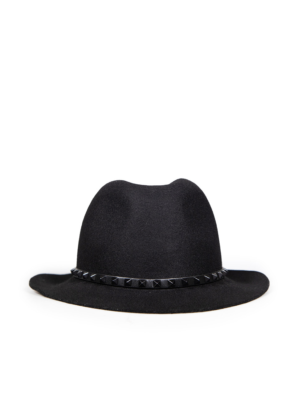 Valentino Garavani Black Wool Studded Fedora Hat