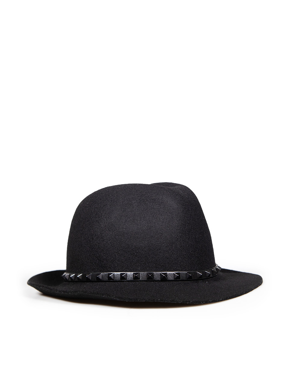 Valentino Garavani Black Wool Studded Fedora Hat