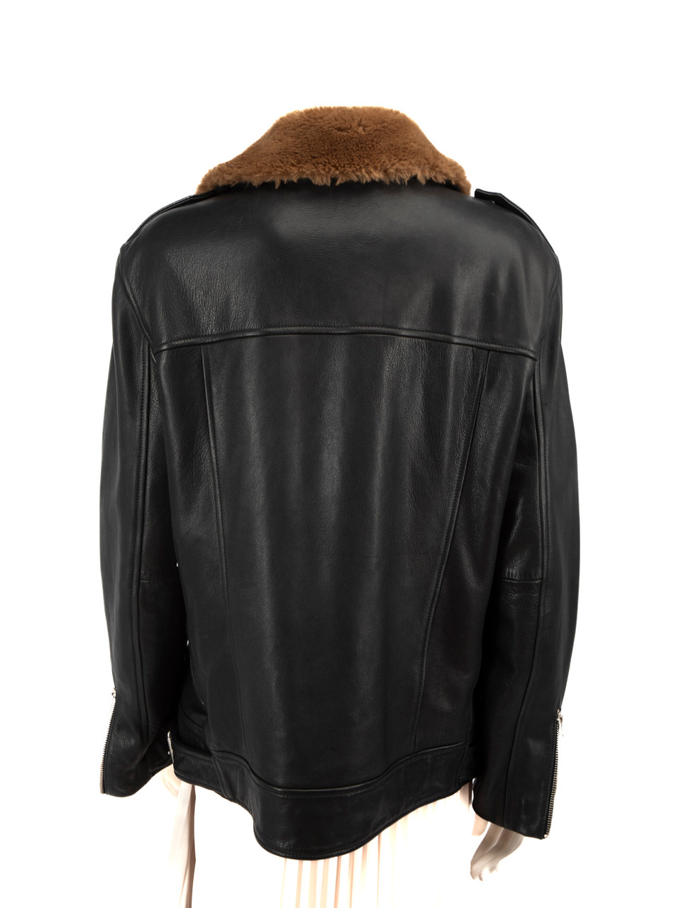 All Saints Black Faux Fur Leather Biker Jacket