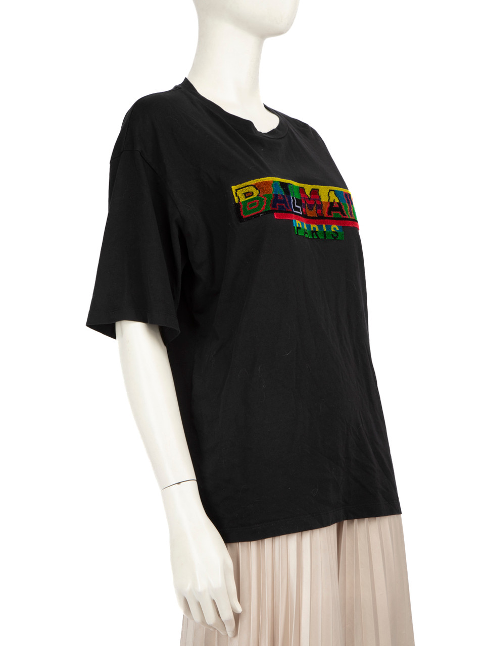 Balmain Black Logo Embroidered Front T-Shirt