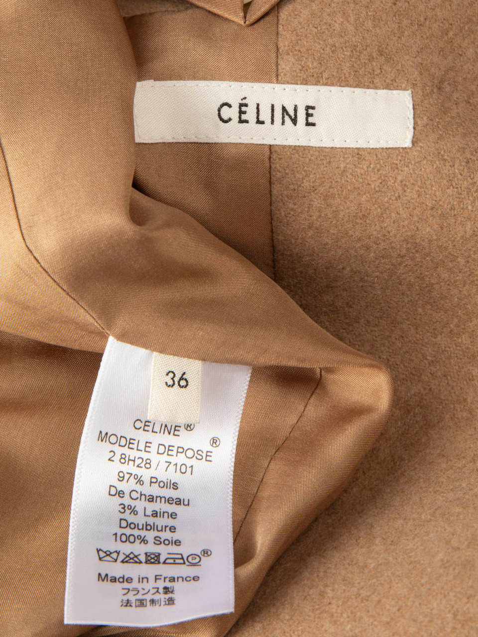 Céline Beige Camel Hair Single Breasted Long Coat Céline Beige Camel Hair Single Breasted Long Coat