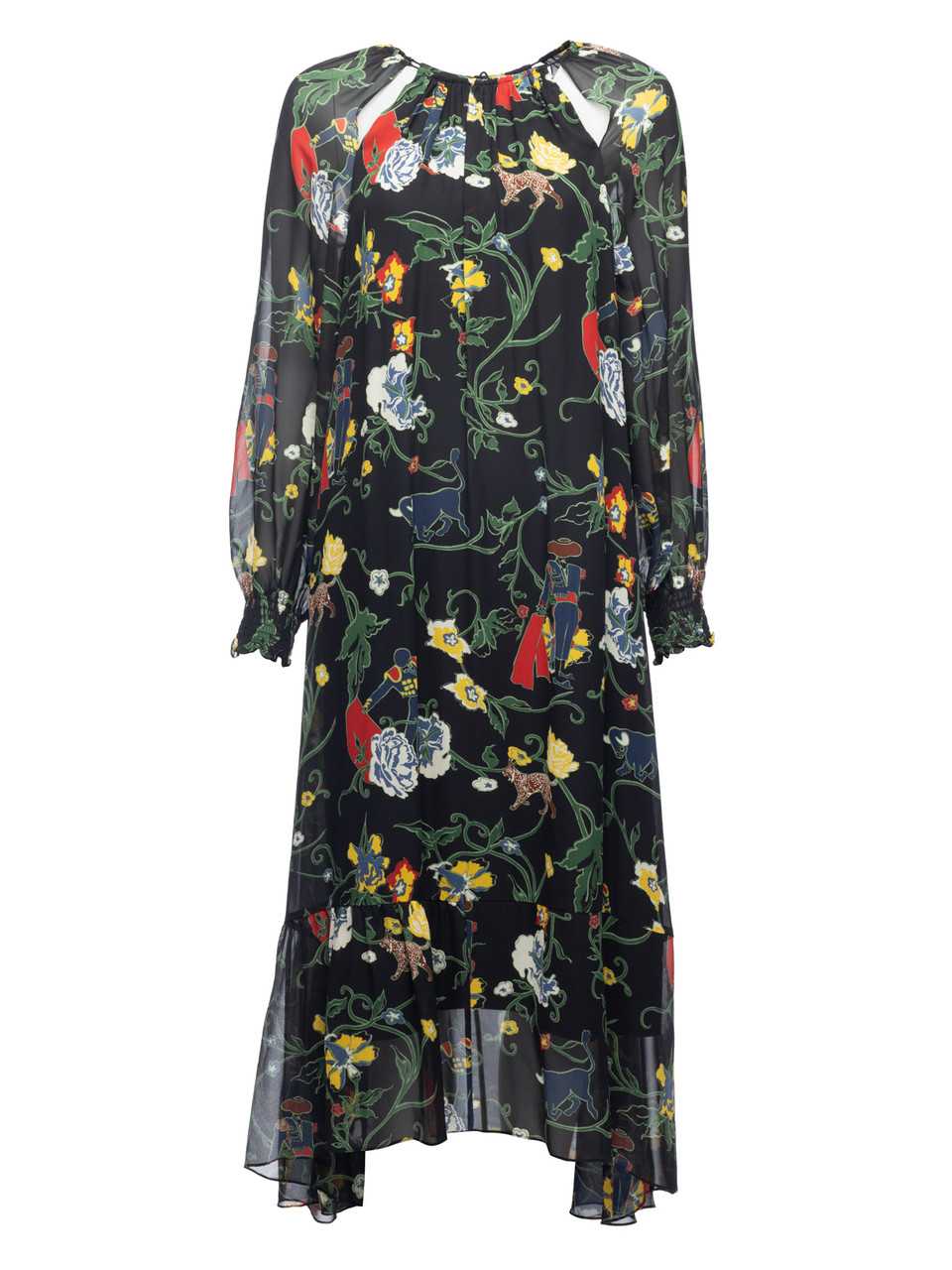 Tibi, Silk Floral Dress Multicolour