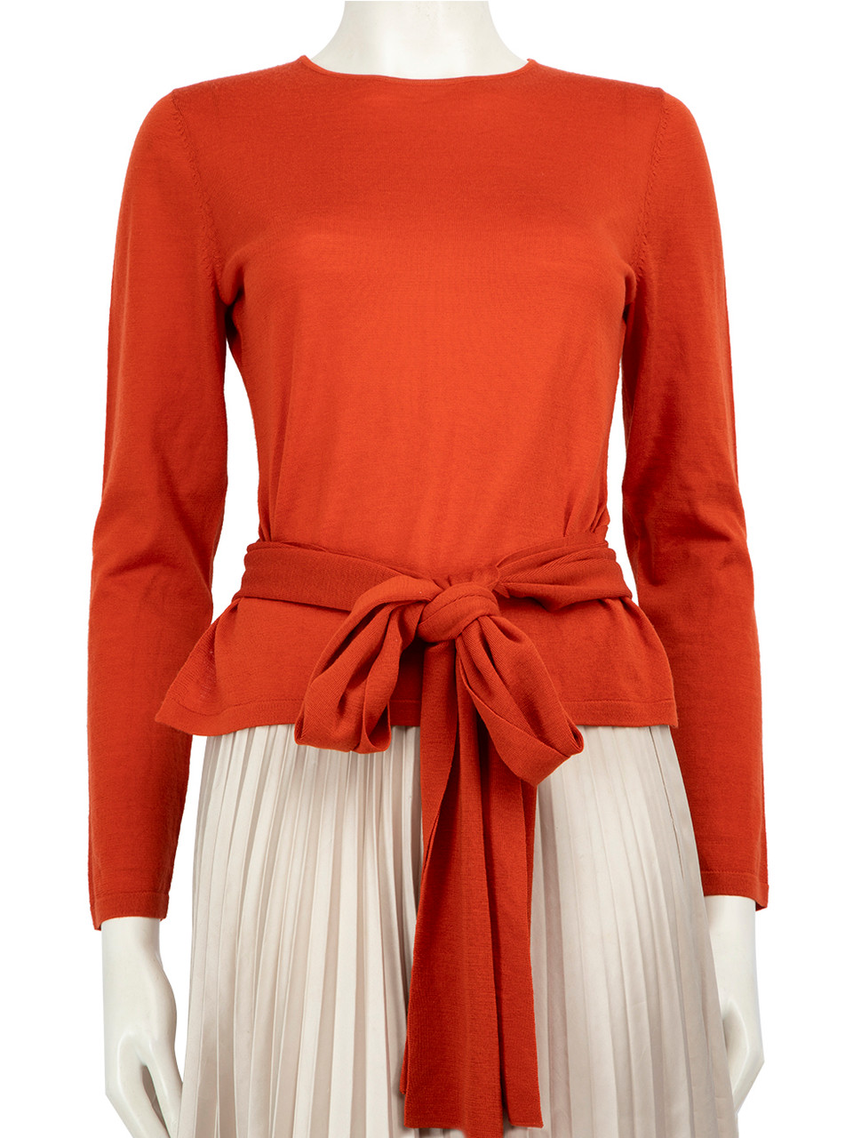 Carolina Herrera Orange Wool Waist Wrap Top Carolina Herrera Orange Wool Waist Wrap Top