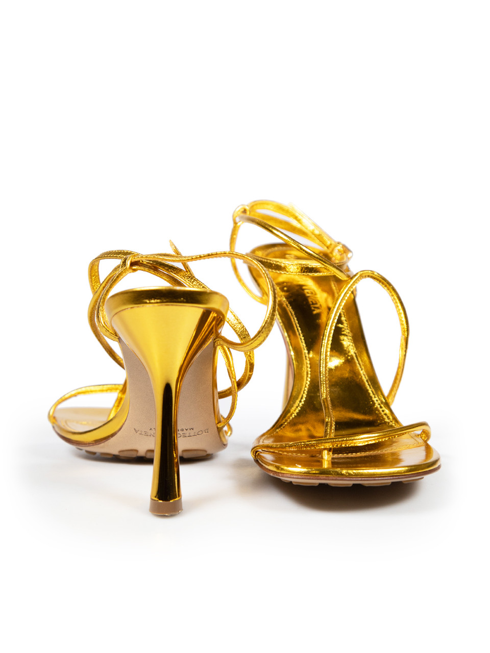 Bottega Veneta Gold Strappy Leather Sandals Bottega Veneta Gold Strappy Leather Sandals