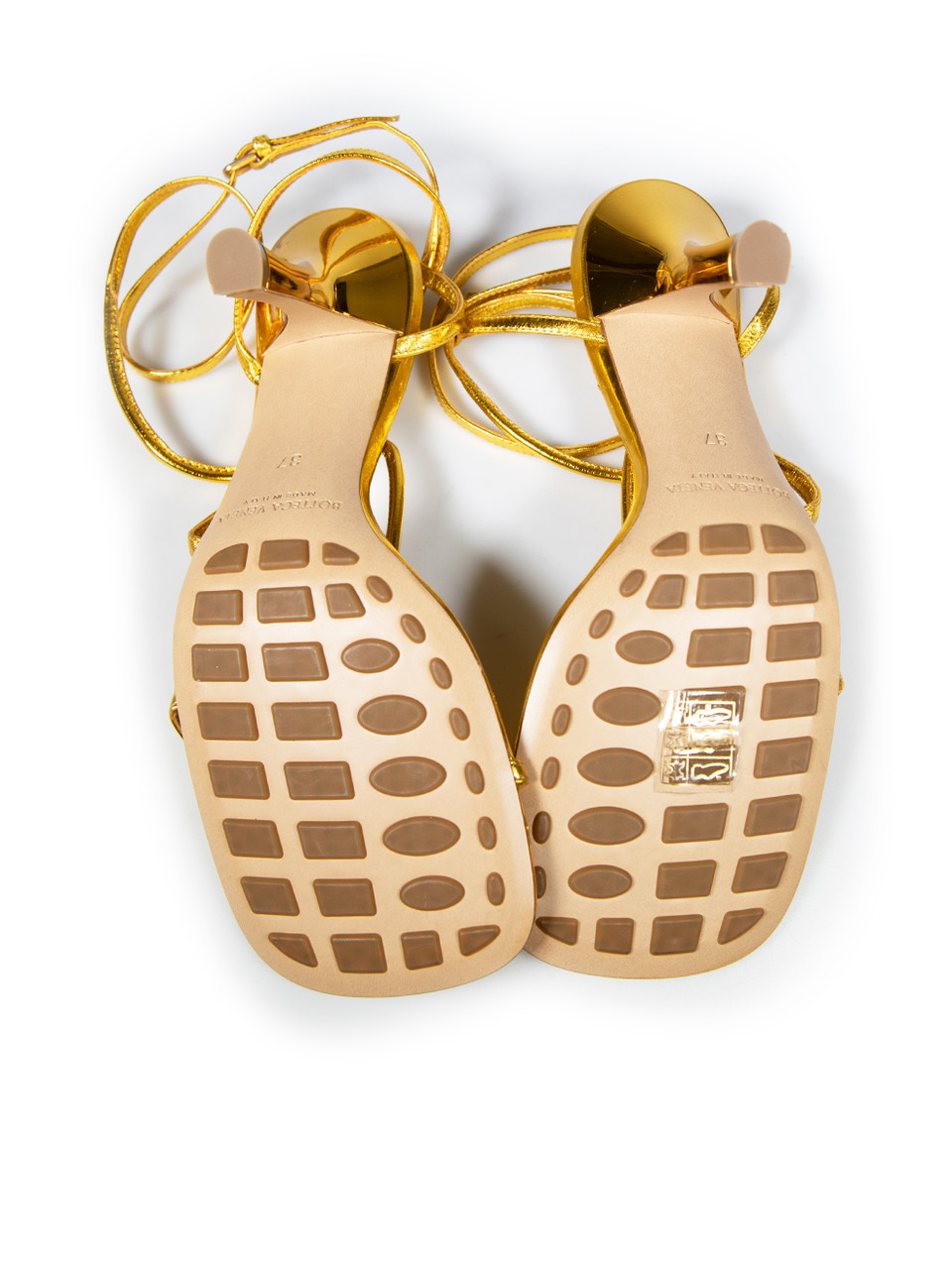 Bottega Veneta Gold Strappy Leather Sandals Bottega Veneta Gold Strappy Leather Sandals