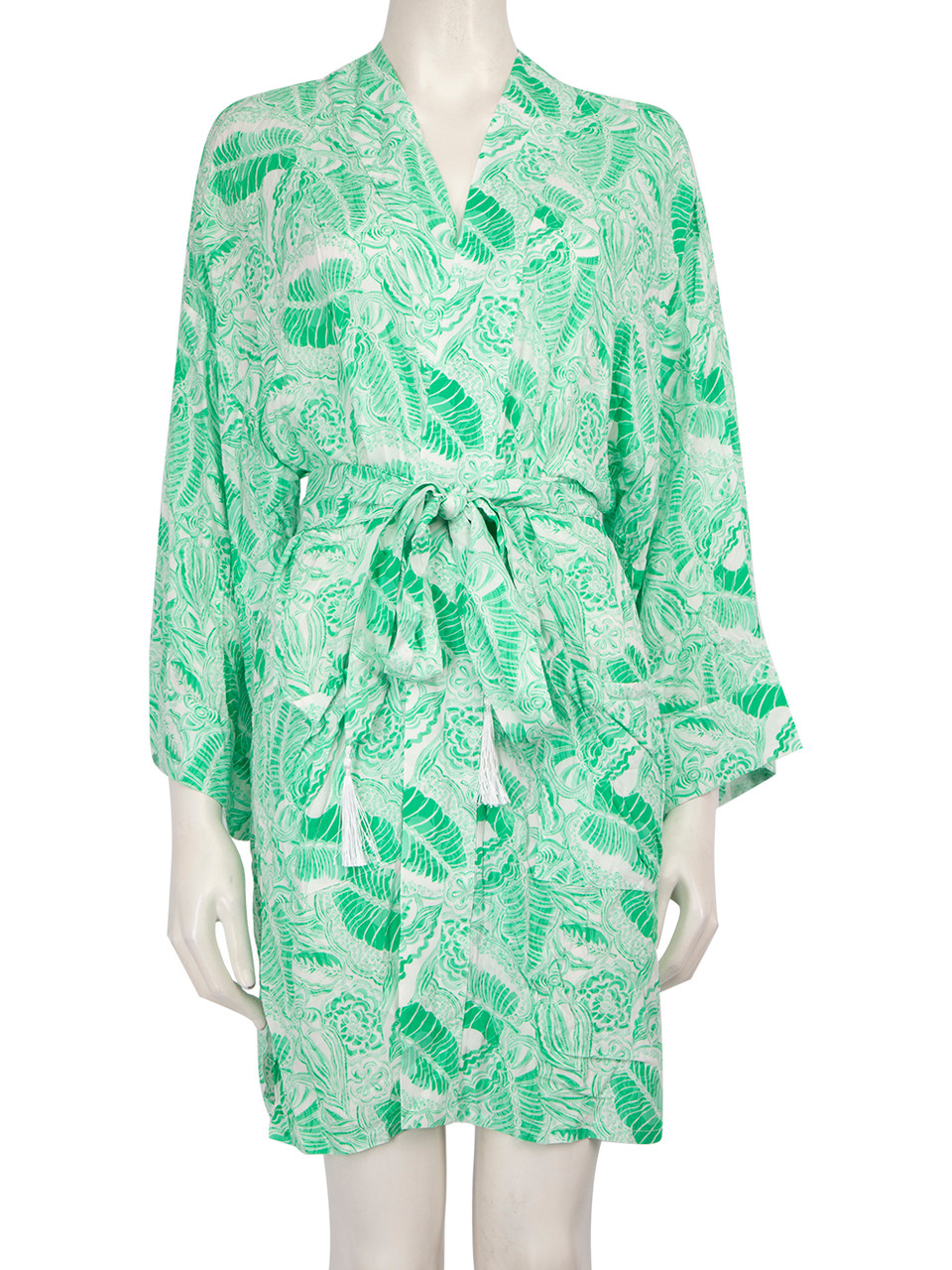 Melissa Odabash Green Leaf Print Robe Melissa Odabash Green Leaf Print Robe