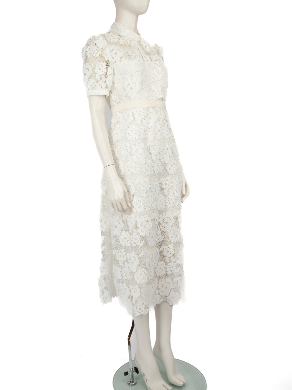 Self-Portrait White Lace Floral Midi Dress Self-Portrait White Lace Floral Midi Dress