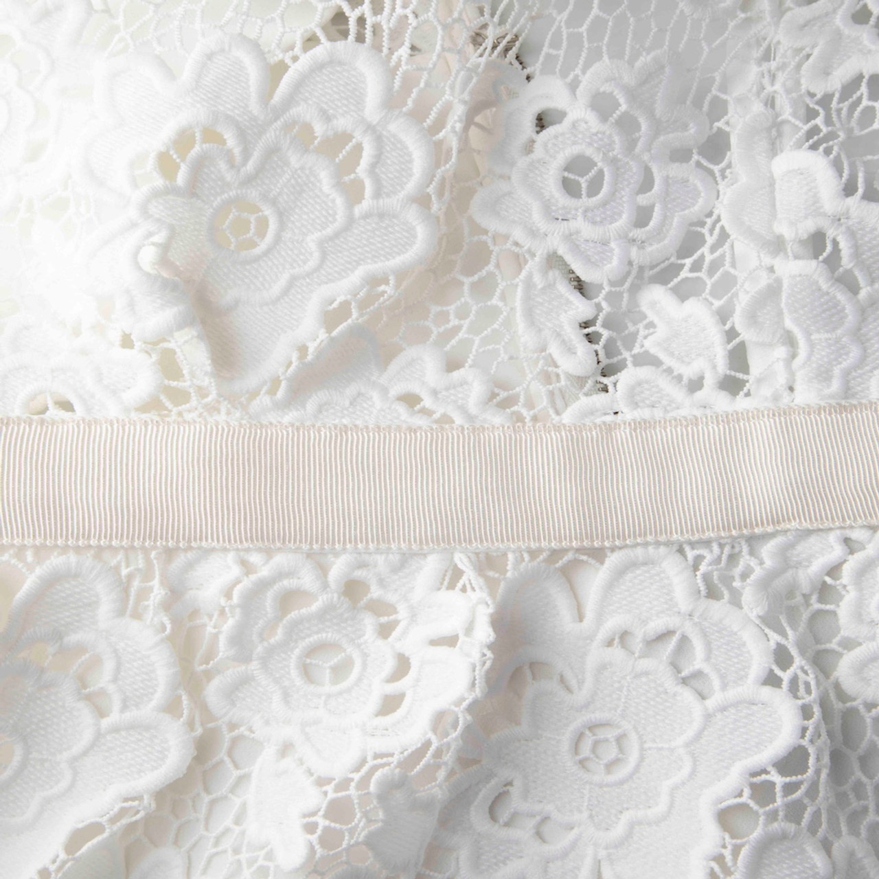 Self-Portrait White Lace Floral Midi Dress Self-Portrait White Lace Floral Midi Dress