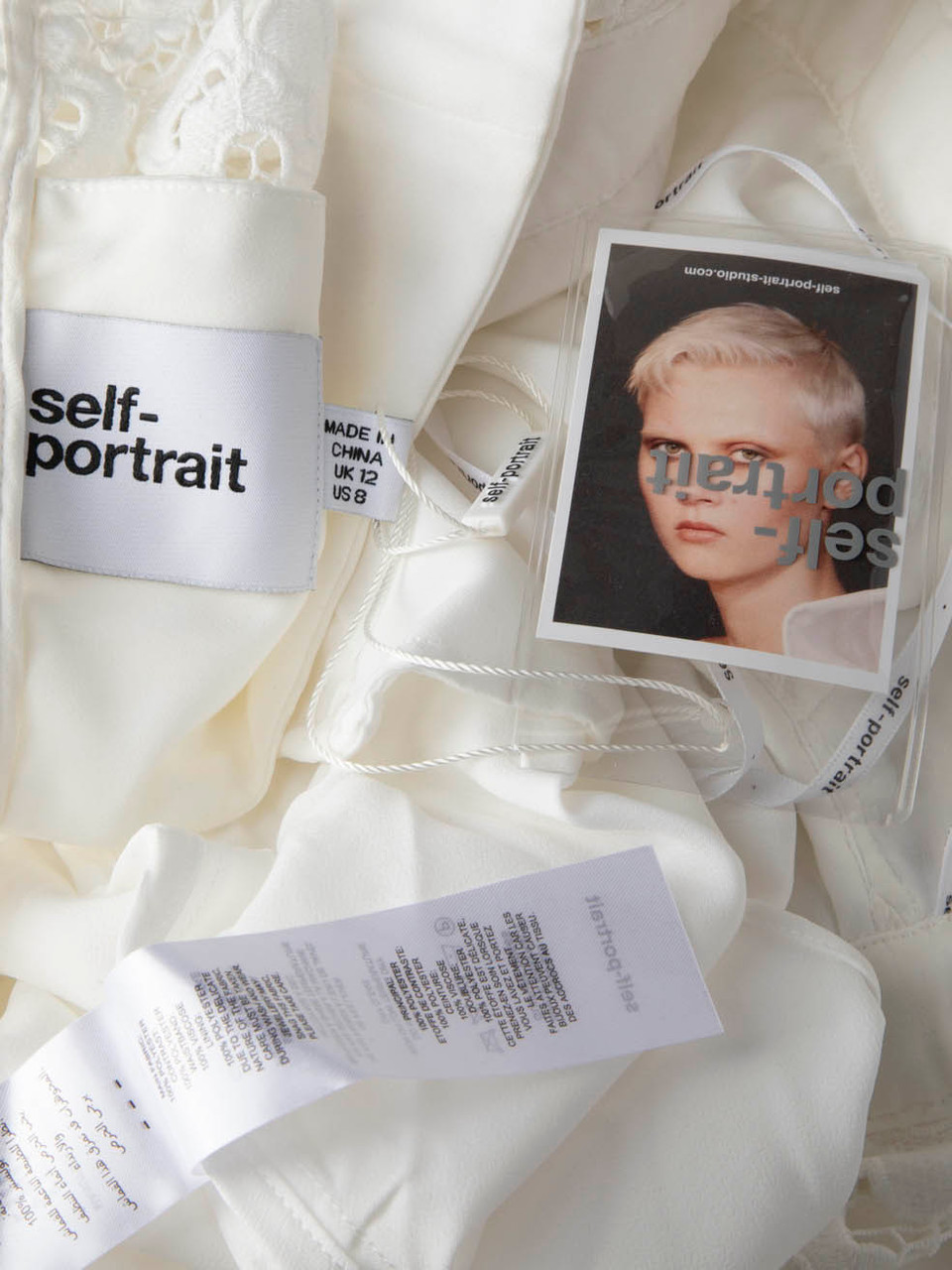 Self-Portrait White Lace Floral Midi Dress Self-Portrait White Lace Floral Midi Dress