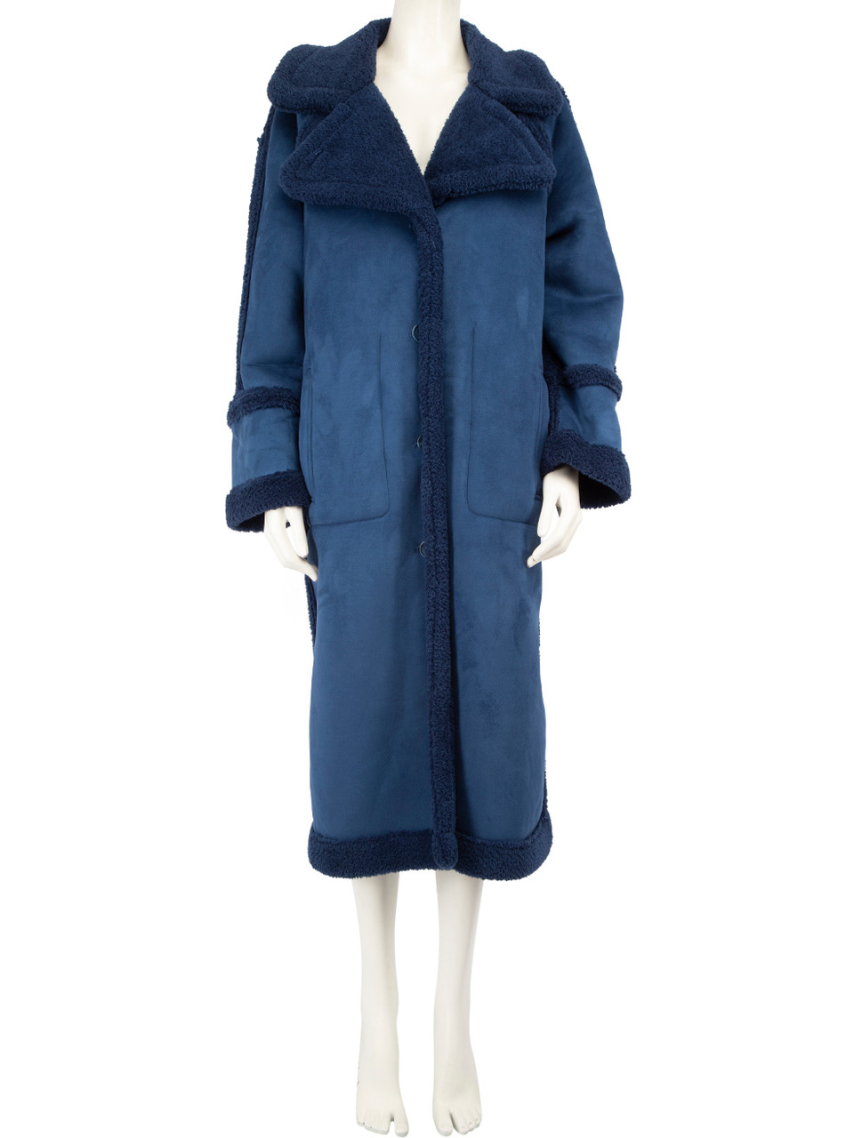 .OBJECT Navy Faux Suede Reversible Coat .OBJECT Navy Faux Suede Reversible Coat