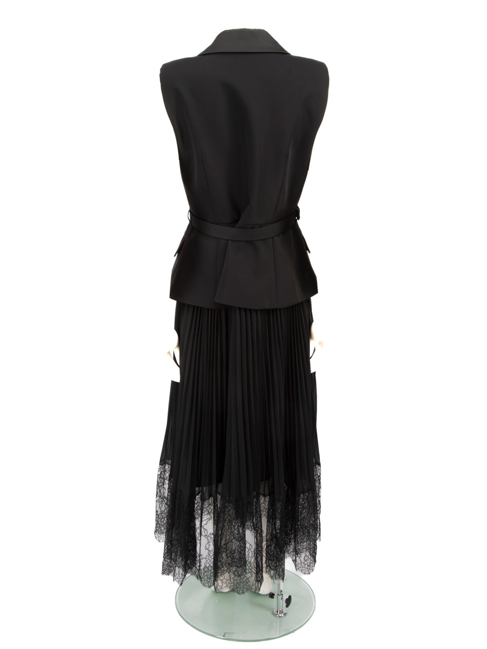 Self-Portrait Black Belted Blazer Pleated Midi Dress Self-Portrait Black Belted Blazer Pleated Midi Dress