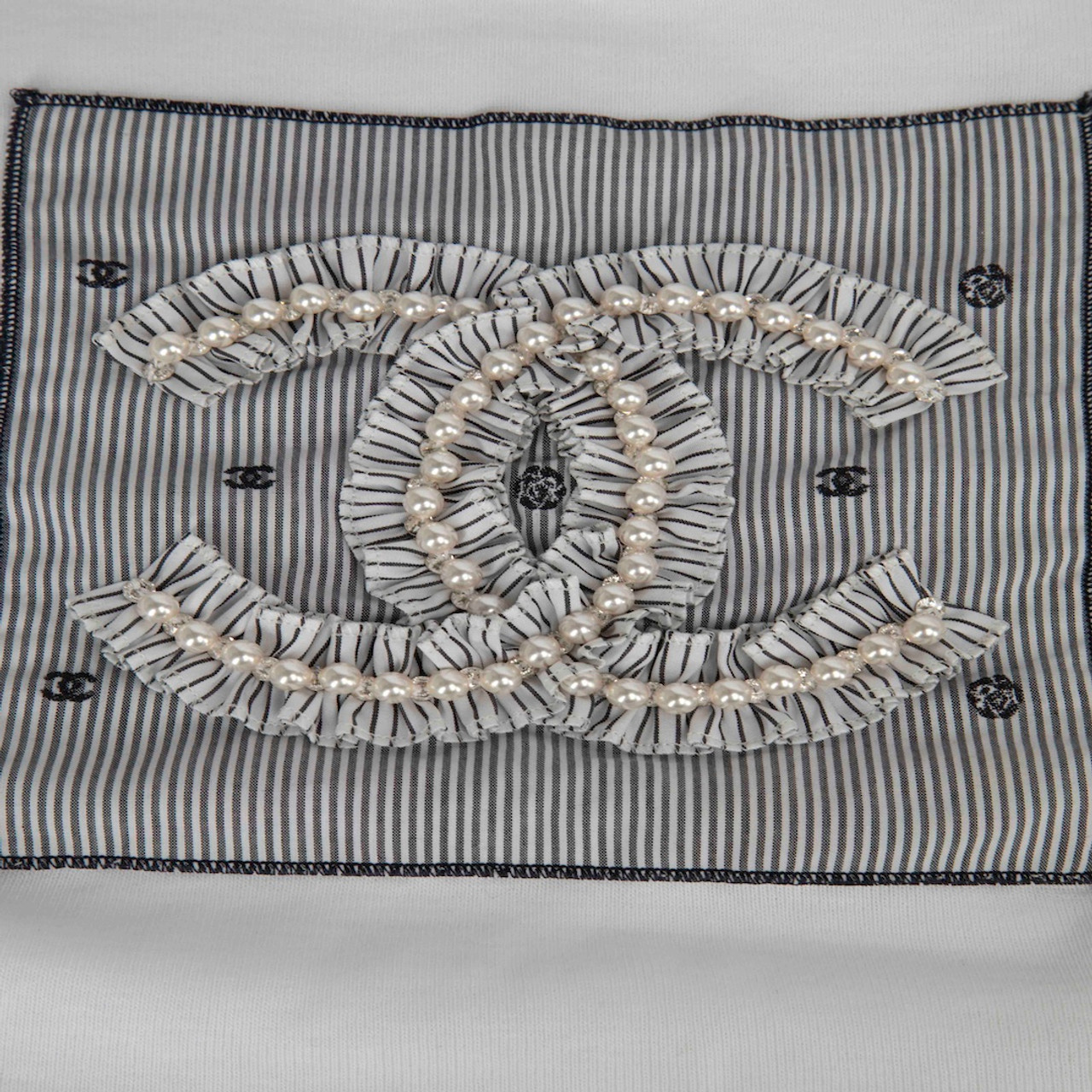 Chanel White Bow Strap Ruffle CC Tank Top Chanel White Bow Strap Ruffle CC Tank Top