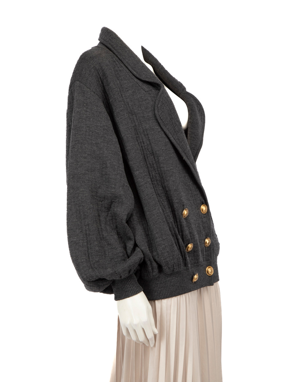 Valentino Garavani Vintage Grey Wool Knitted Cardigan Valentino Garavani Vintage Grey Wool Knitted Cardigan