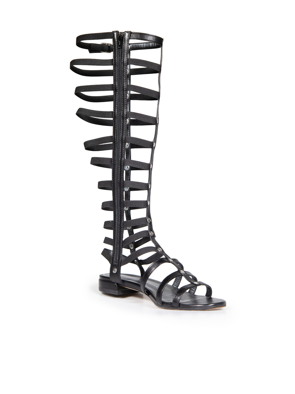 Stuart Weitzman Black Knee High Gladiator Sandals