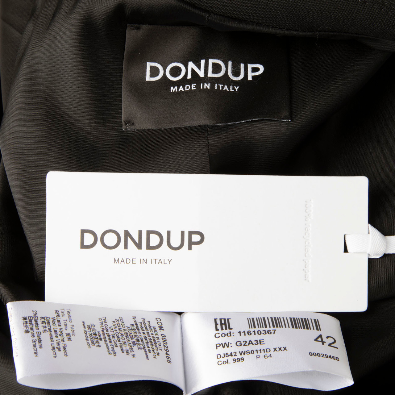 Dondup Black Satin Lapel Single Breasted Blazer