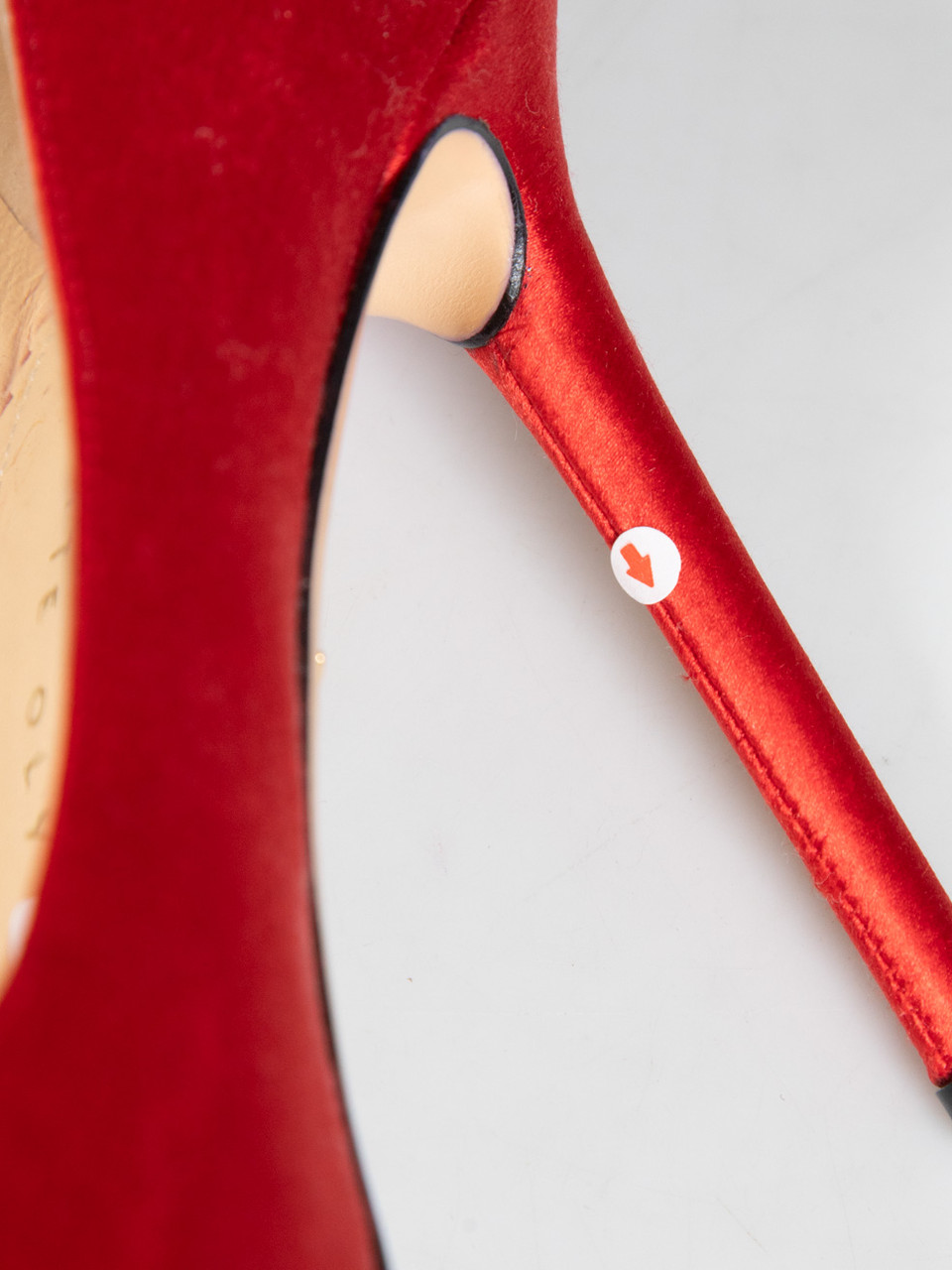 Charlotte Olympia Red Satin Ankle Tie Detail Heels