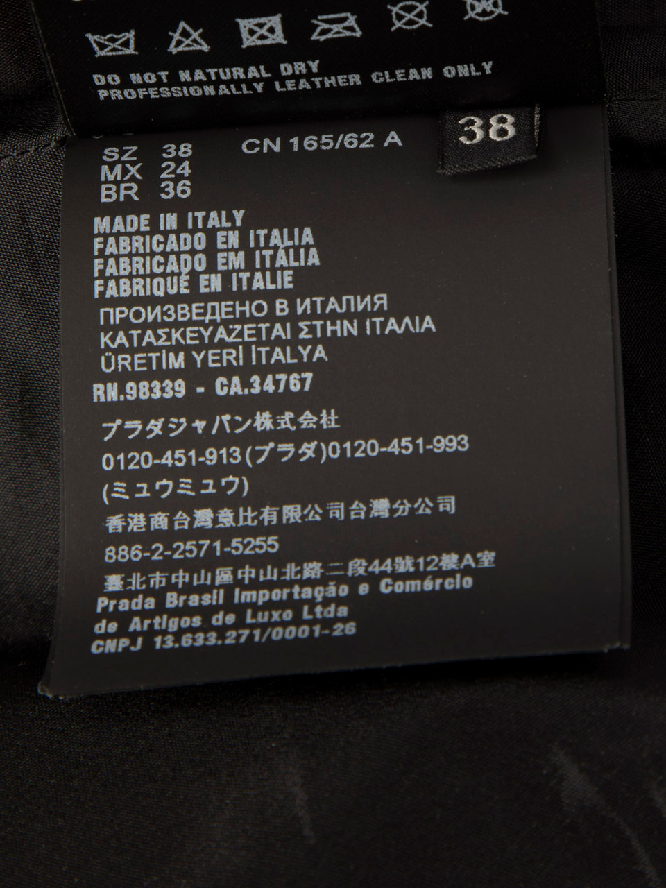 Prada Black Leather Crinkle Texture Mini Skirt