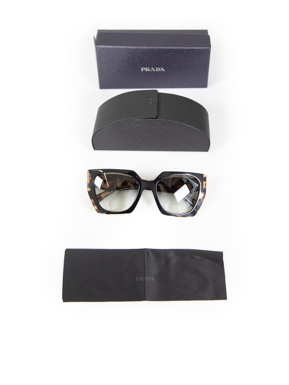 Prada Black Tortoiseshell Square Gradient Sunglasses Prada Black Tortoiseshell Square Gradient Sunglasses