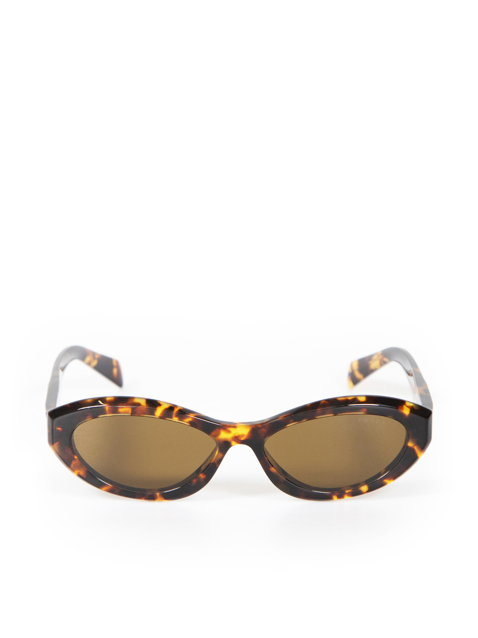 Prada Brown Tortoiseshell Oval Tinted Sunglasses