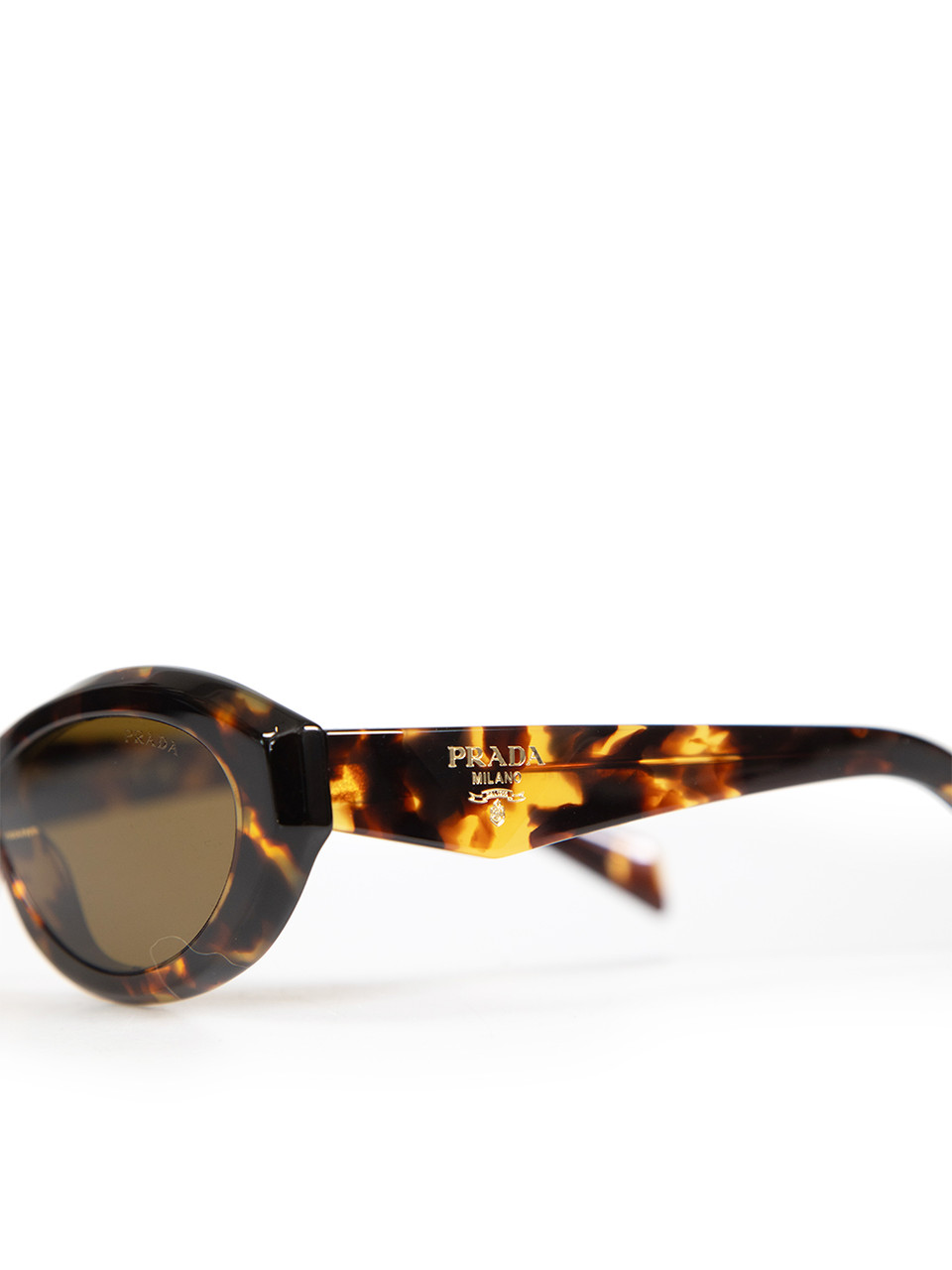 Prada Brown Tortoiseshell Oval Tinted Sunglasses