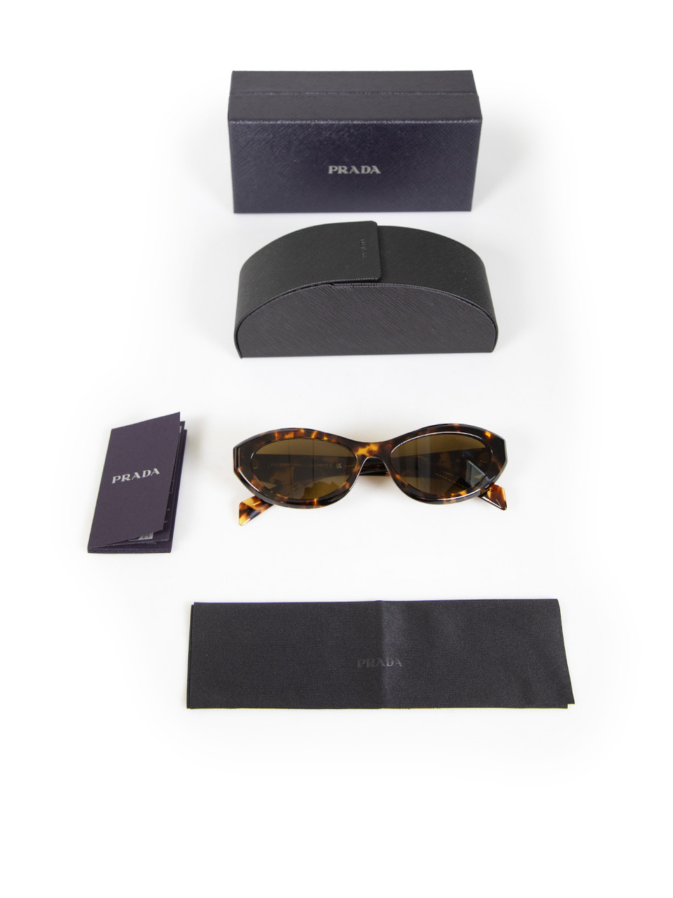Prada Brown Tortoiseshell Oval Tinted Sunglasses