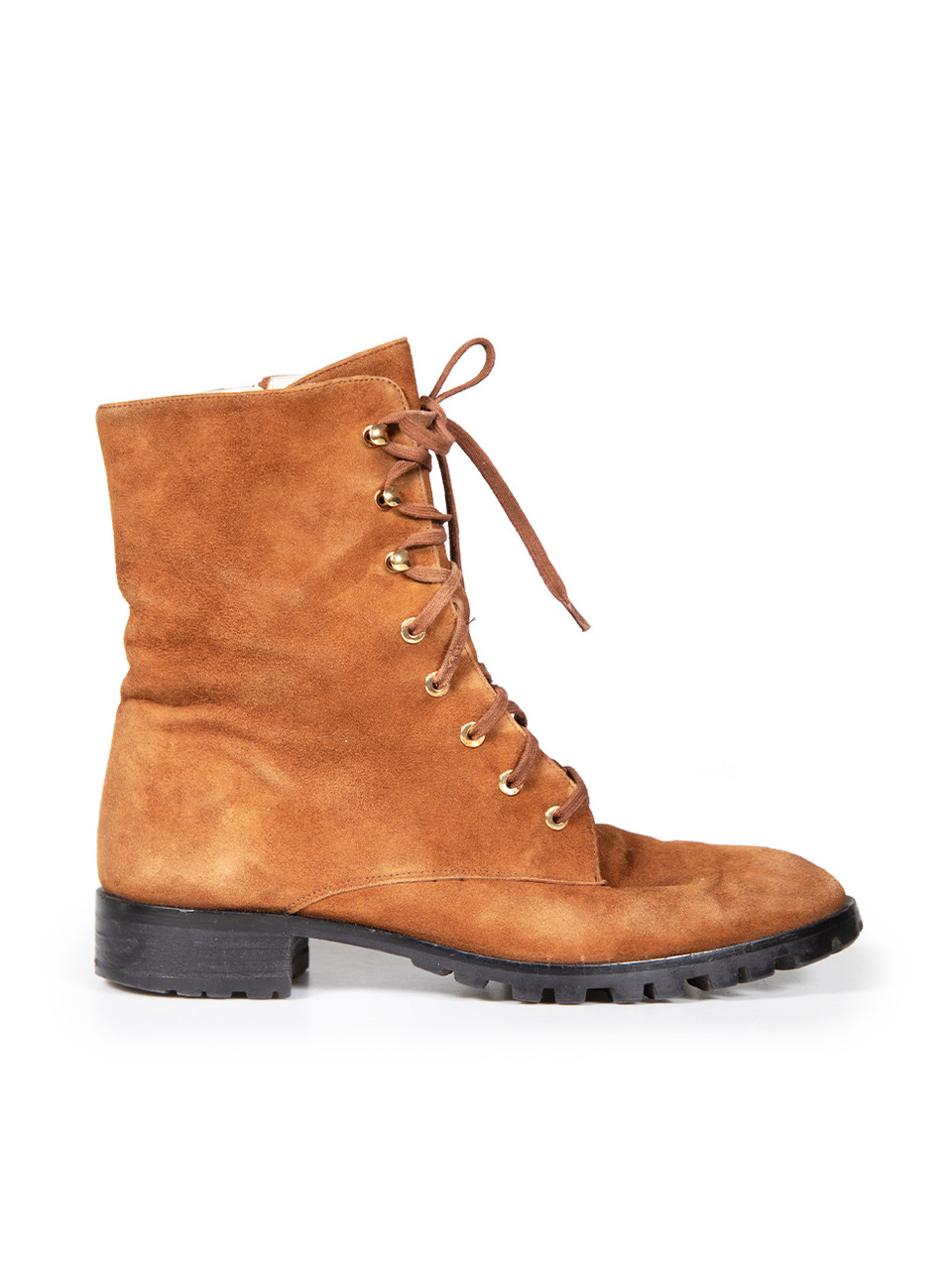 Stuart Weitzman Brown Suede Lace Up Combat Boots