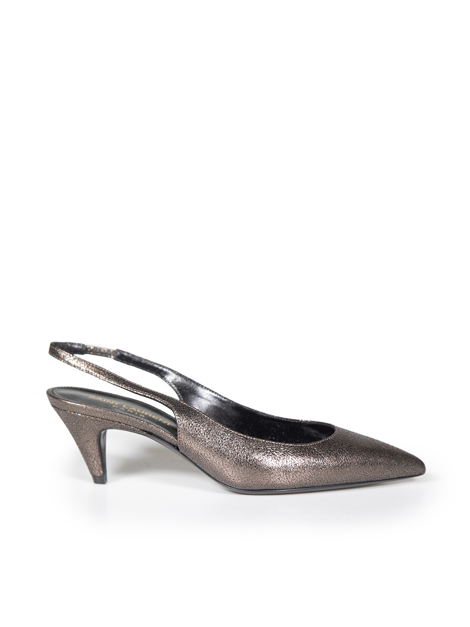 Saint Laurent Anthracite Leather Slingback Heels Saint Laurent Anthracite Leather Slingback Heels