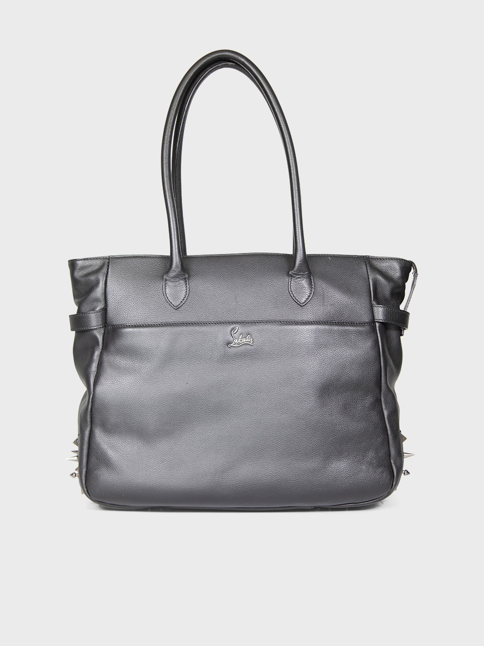 Christian Louboutin Black Leather Spike Tote Bag