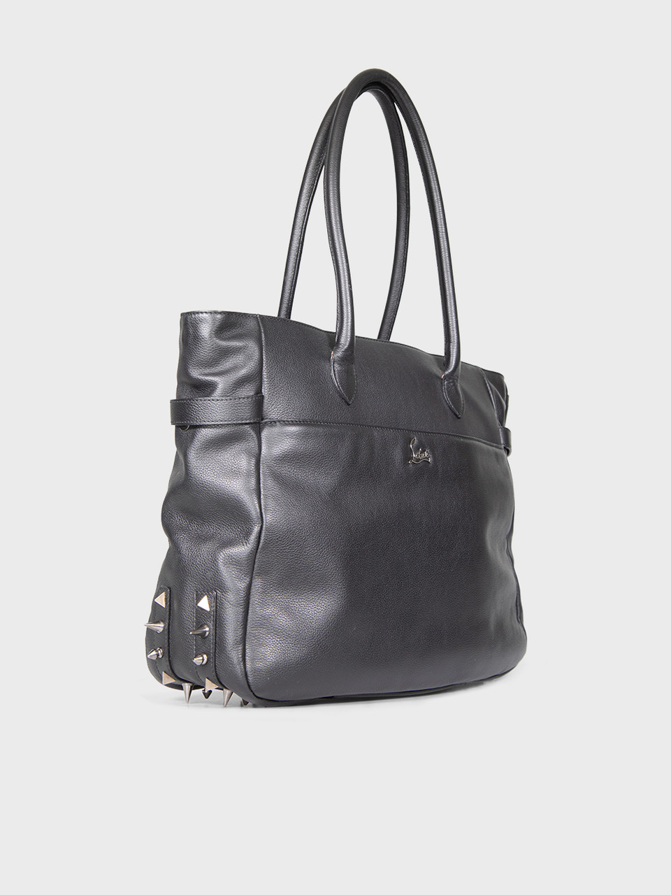 Christian Louboutin Black Leather Spike Tote Bag