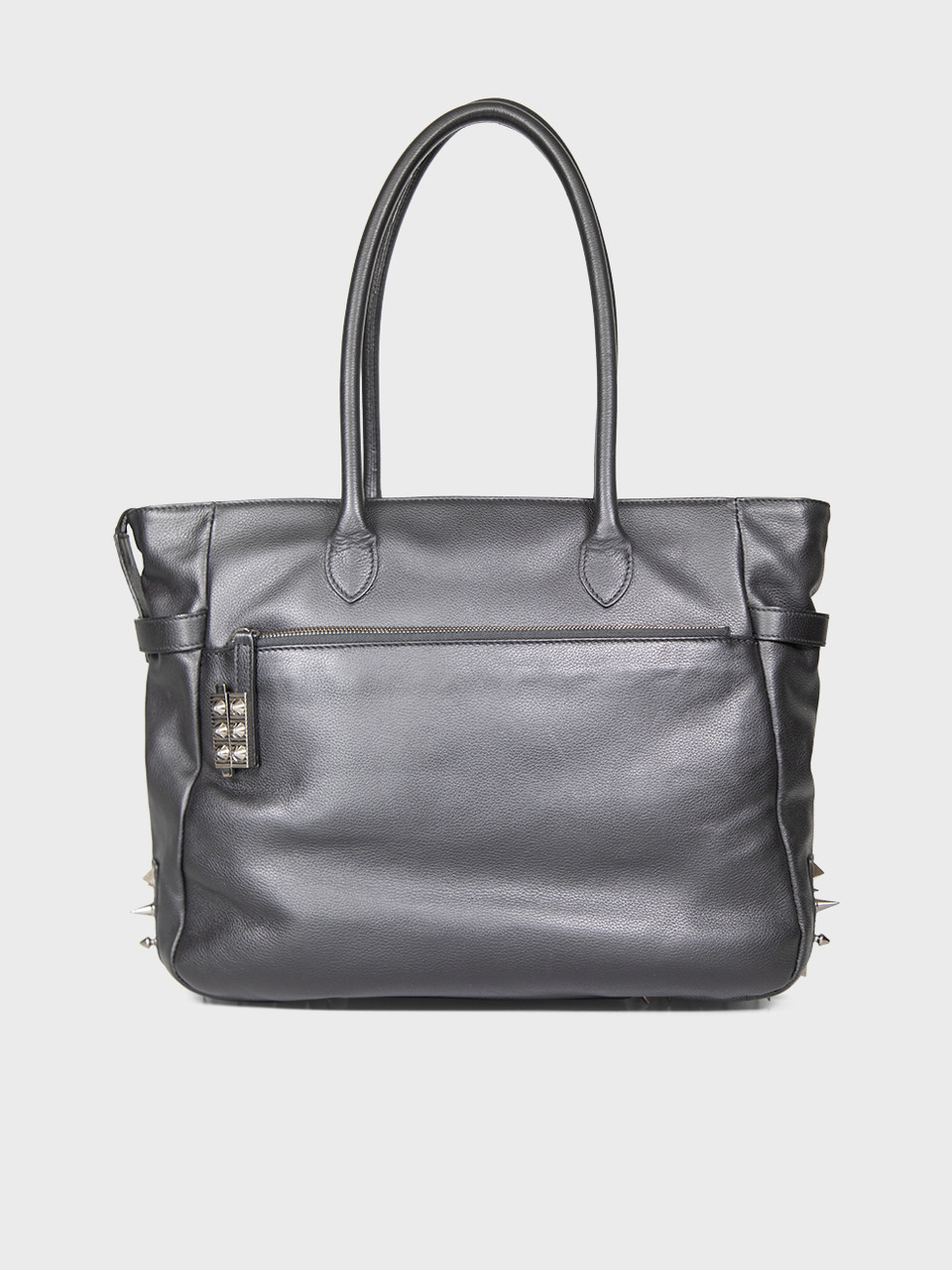 Christian Louboutin Black Leather Spike Tote Bag