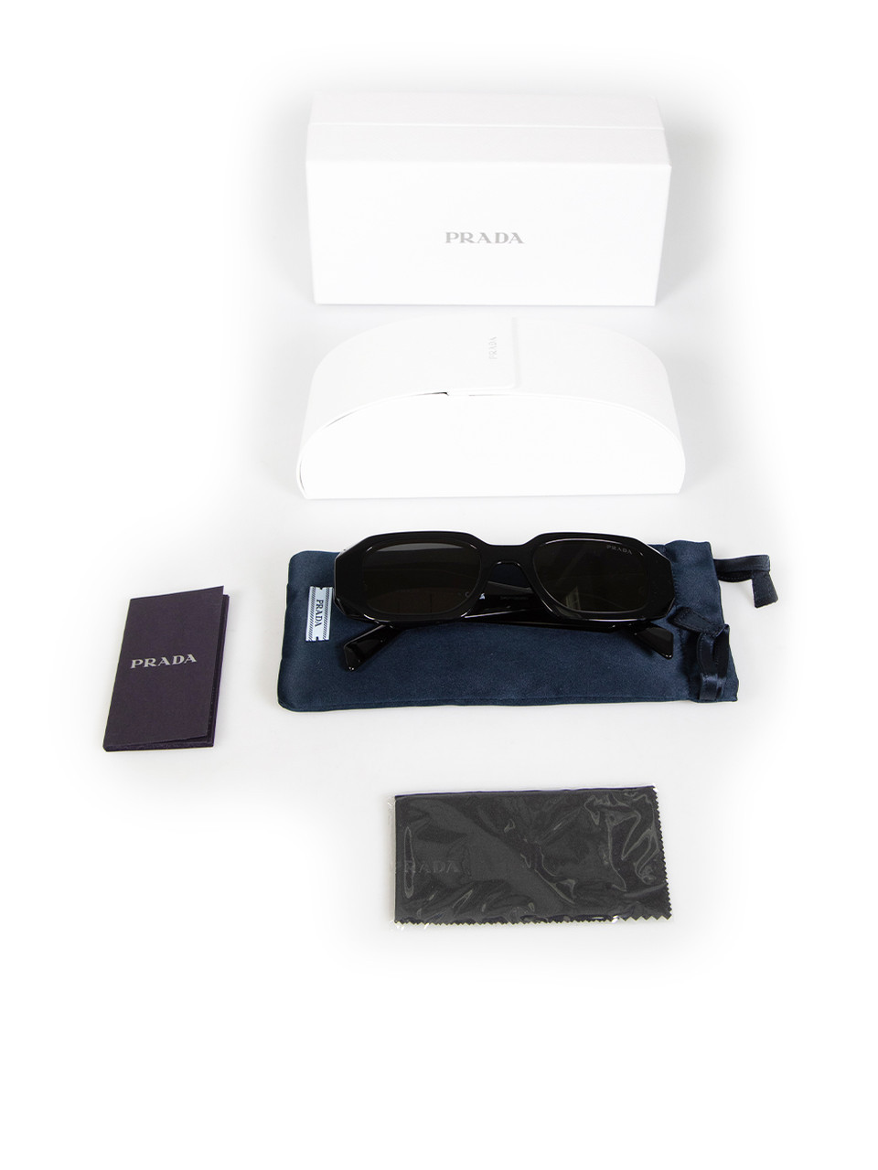 Prada Black Rectangular Tinted Frame Sunglasses