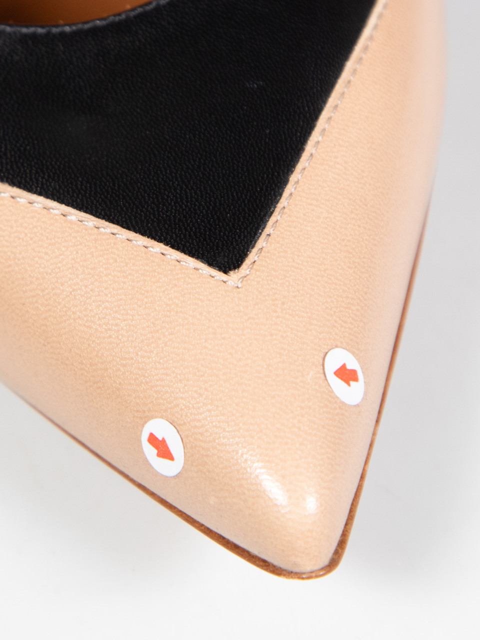 Malone Souliers Beige & Black Leather Pointed Pumps