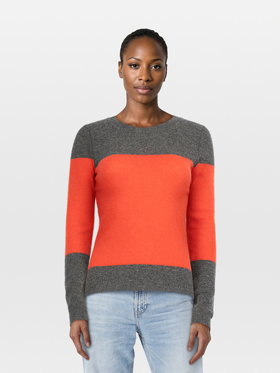 Theory Orange & Grey Cashmere Jumper